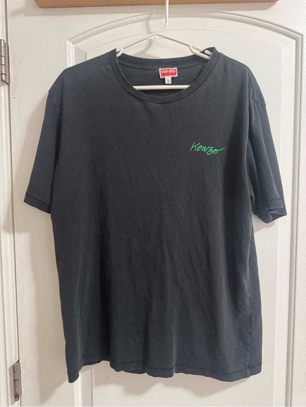 Kenzo Black Short Sleeve Tee with Green Script Logo